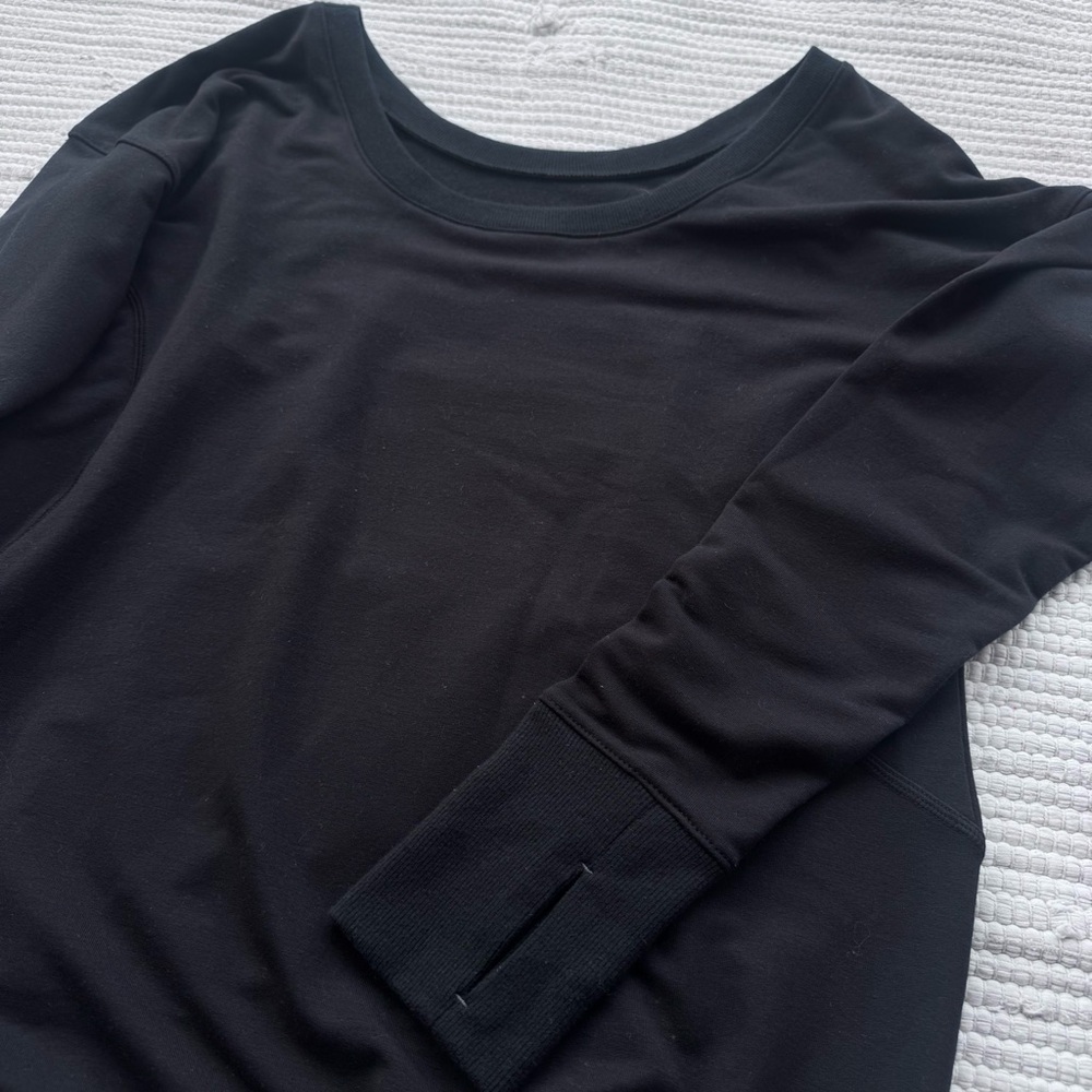 Athleta Black Curved Seam Pocket Pullover Sweatshirt Size S - Picture 7 of 11